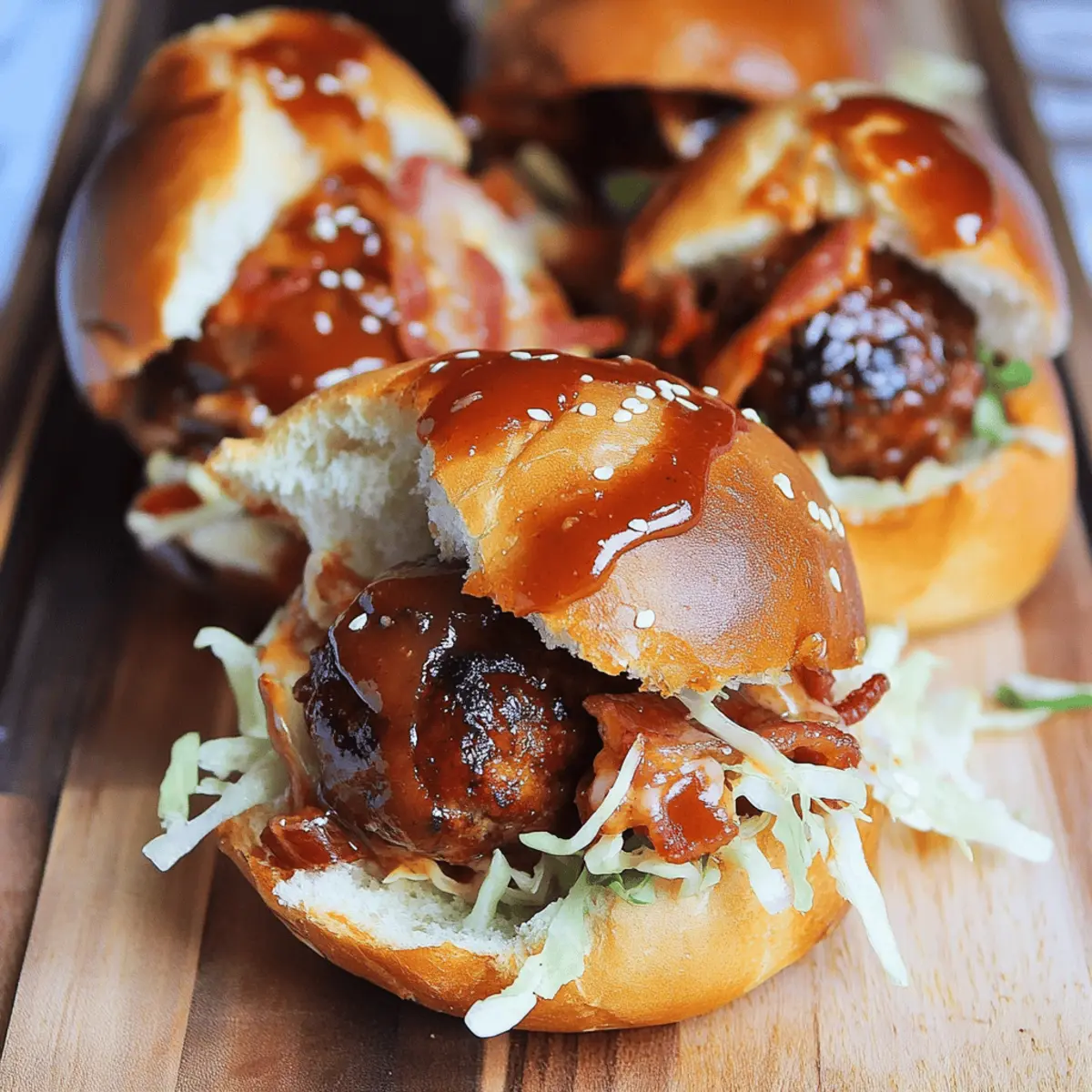 Bourbon BBQ Bacon Cheeseburger Meatball Subs