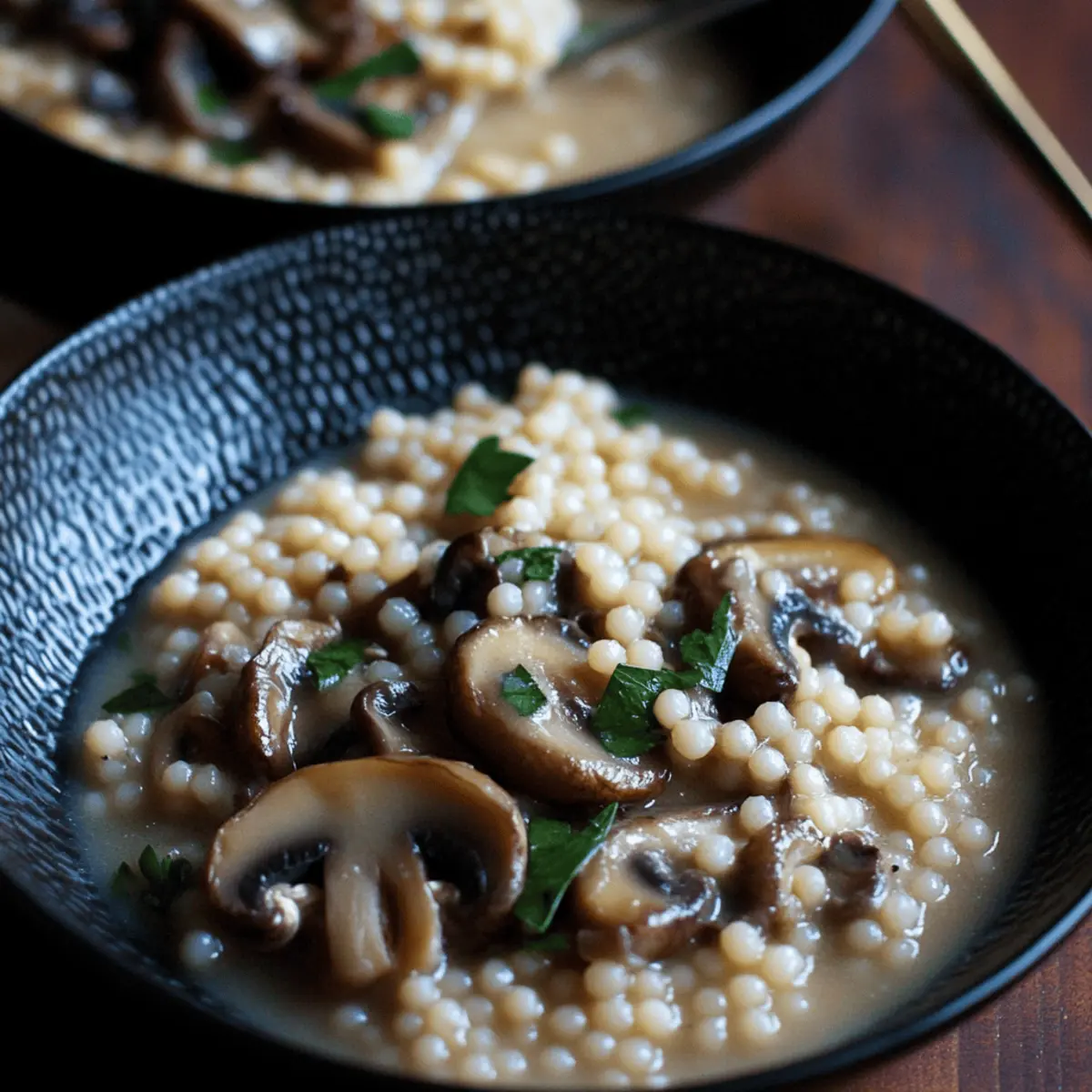 Creamy Mushroom & Pearl Couscous Soup