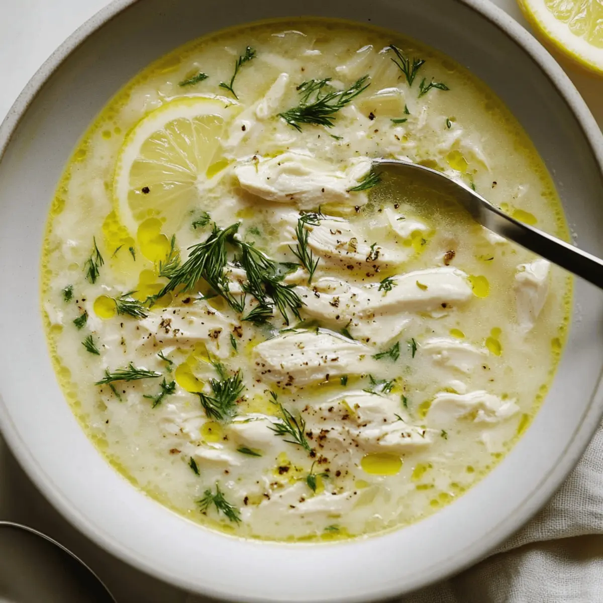 Mediterranean Lemon Chicken Soup Recipe with Fresh Dill and Rice