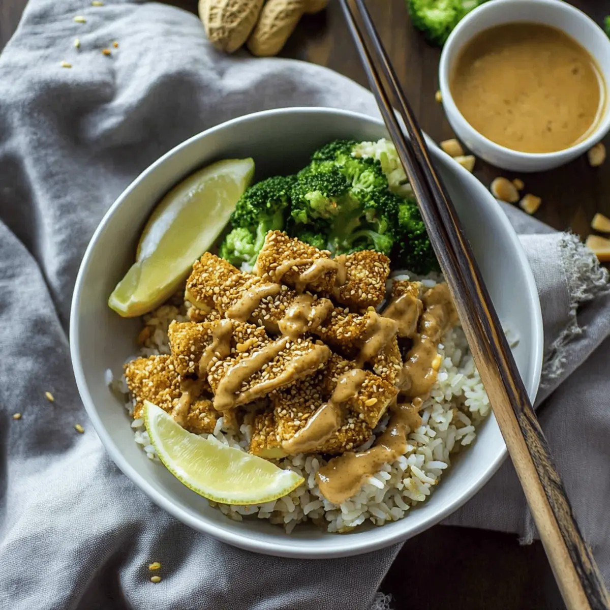 Sesame Crusted Tofu with Coconut Rice & Peanut Tahini Sauce Recipe