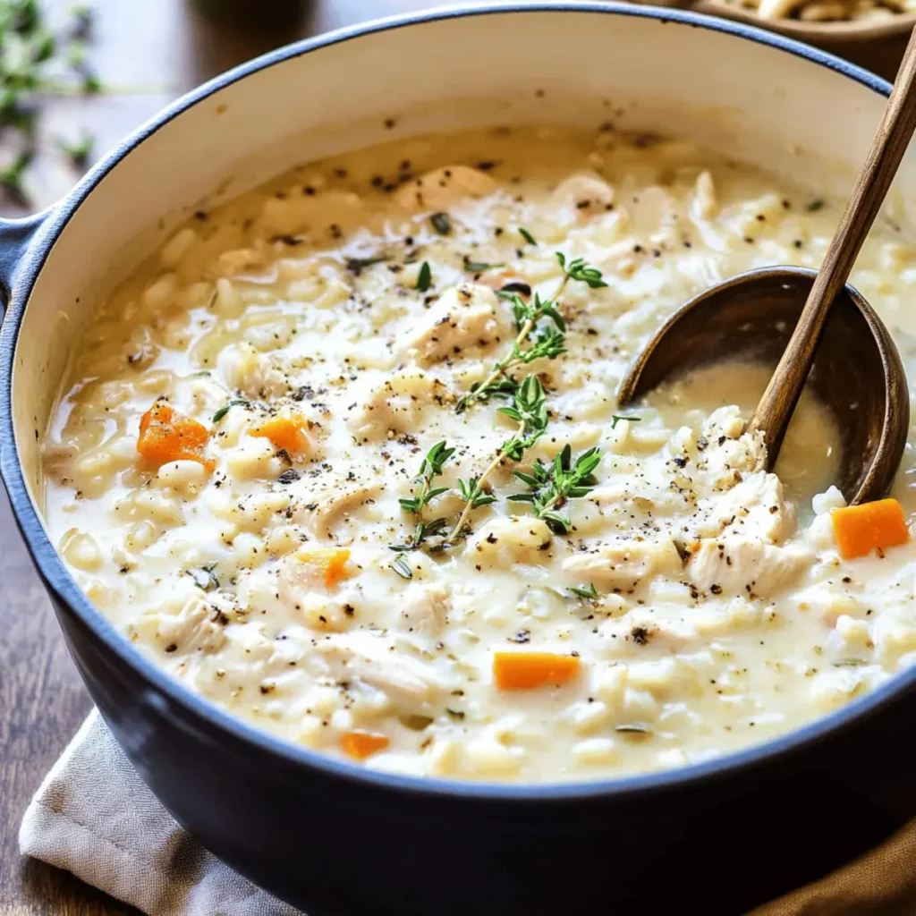 Creamy White Chicken + Rice Soup
