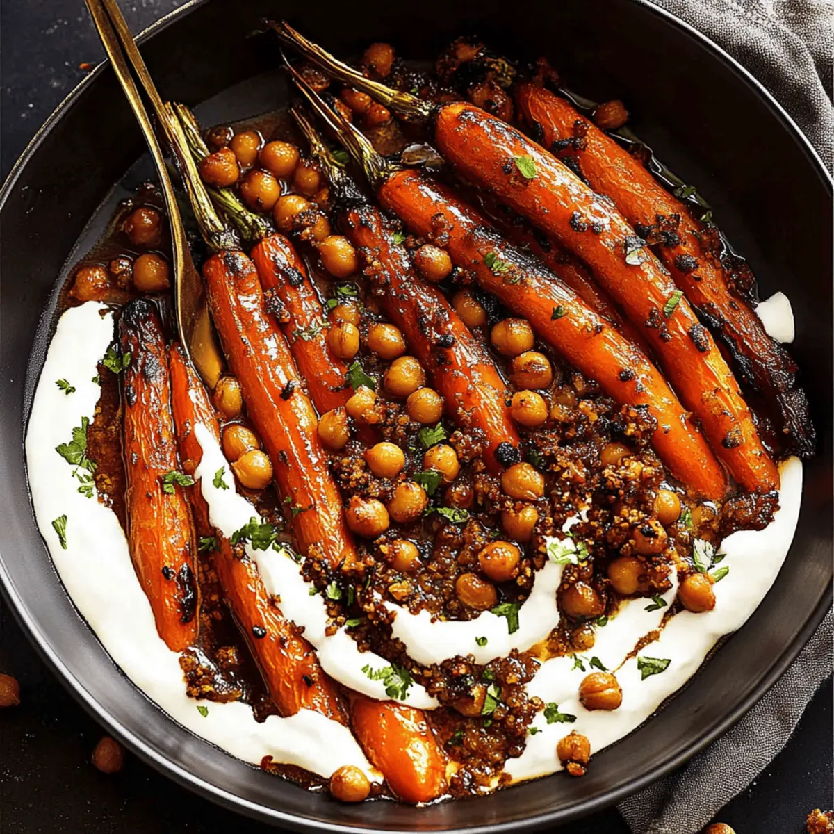 Spicy Maple Roast Carrots with Crispy Chickpeas and Yogurt Sauce