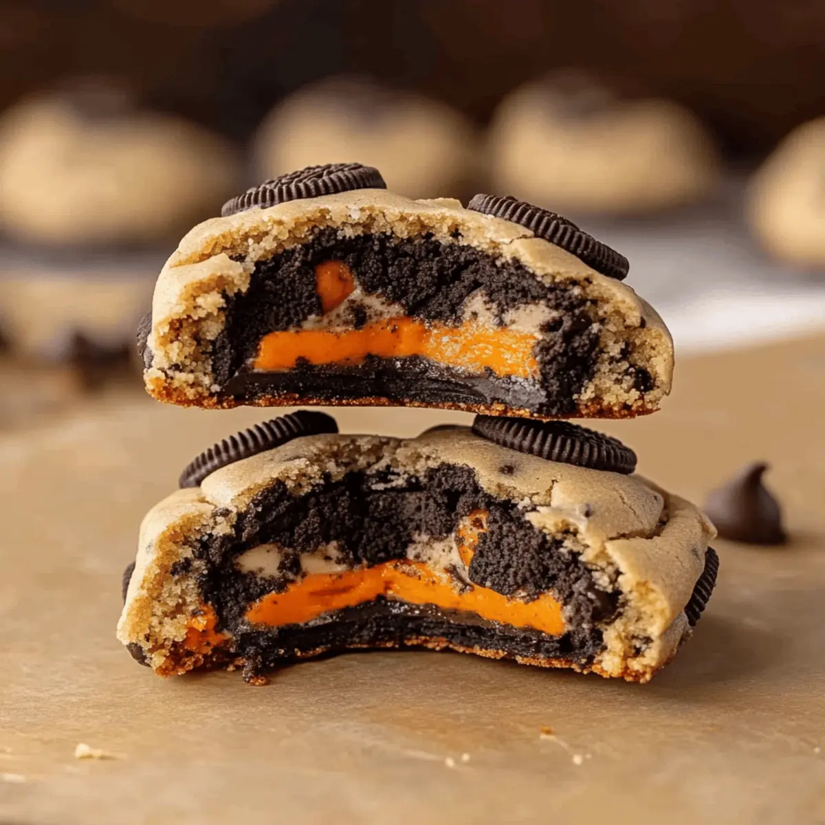 Easy Halloween Oreo Stuffed Chocolate Chip Cookies Recipe