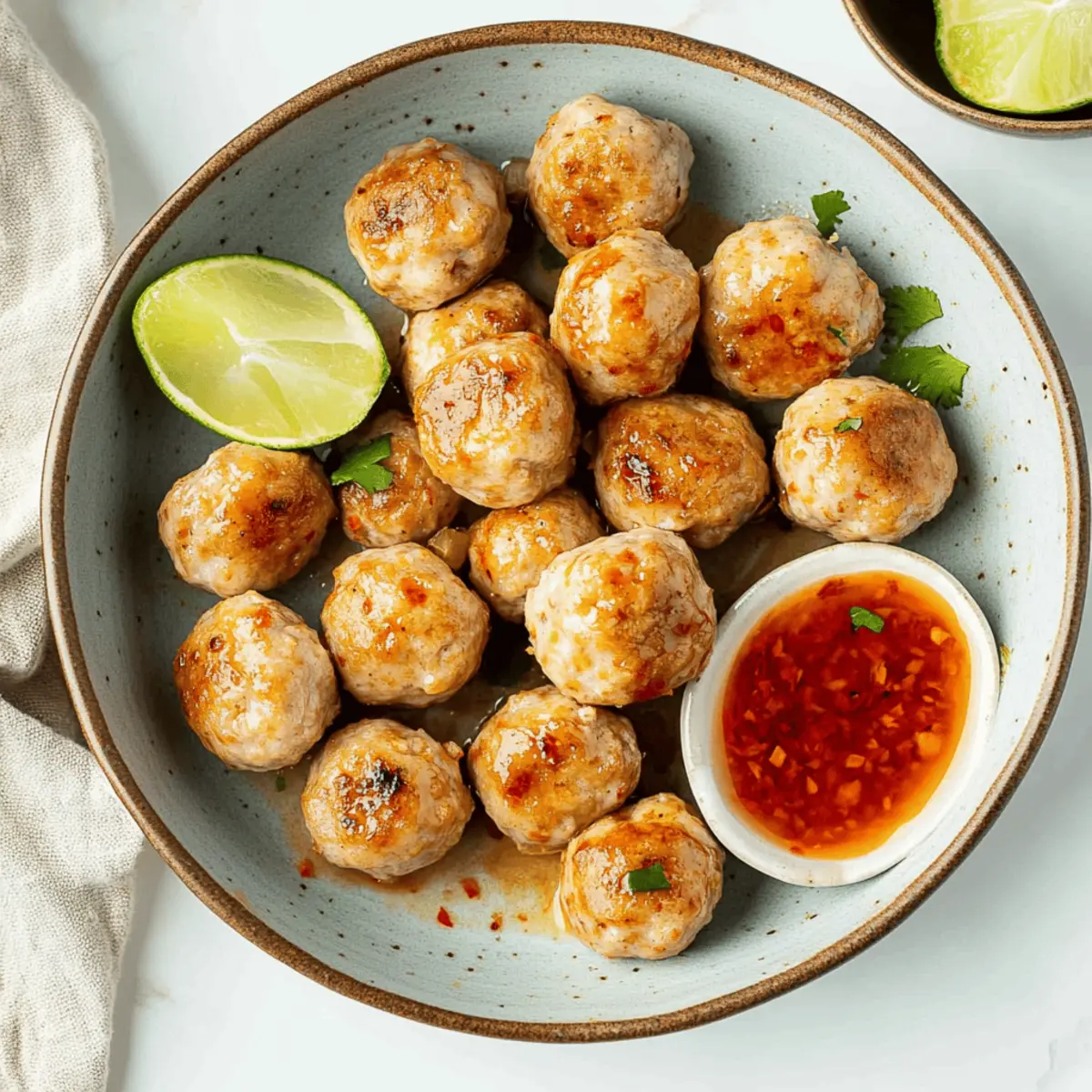 Easy Thai Baked Chicken Meatballs Recipe with Sweet Chili Sauce