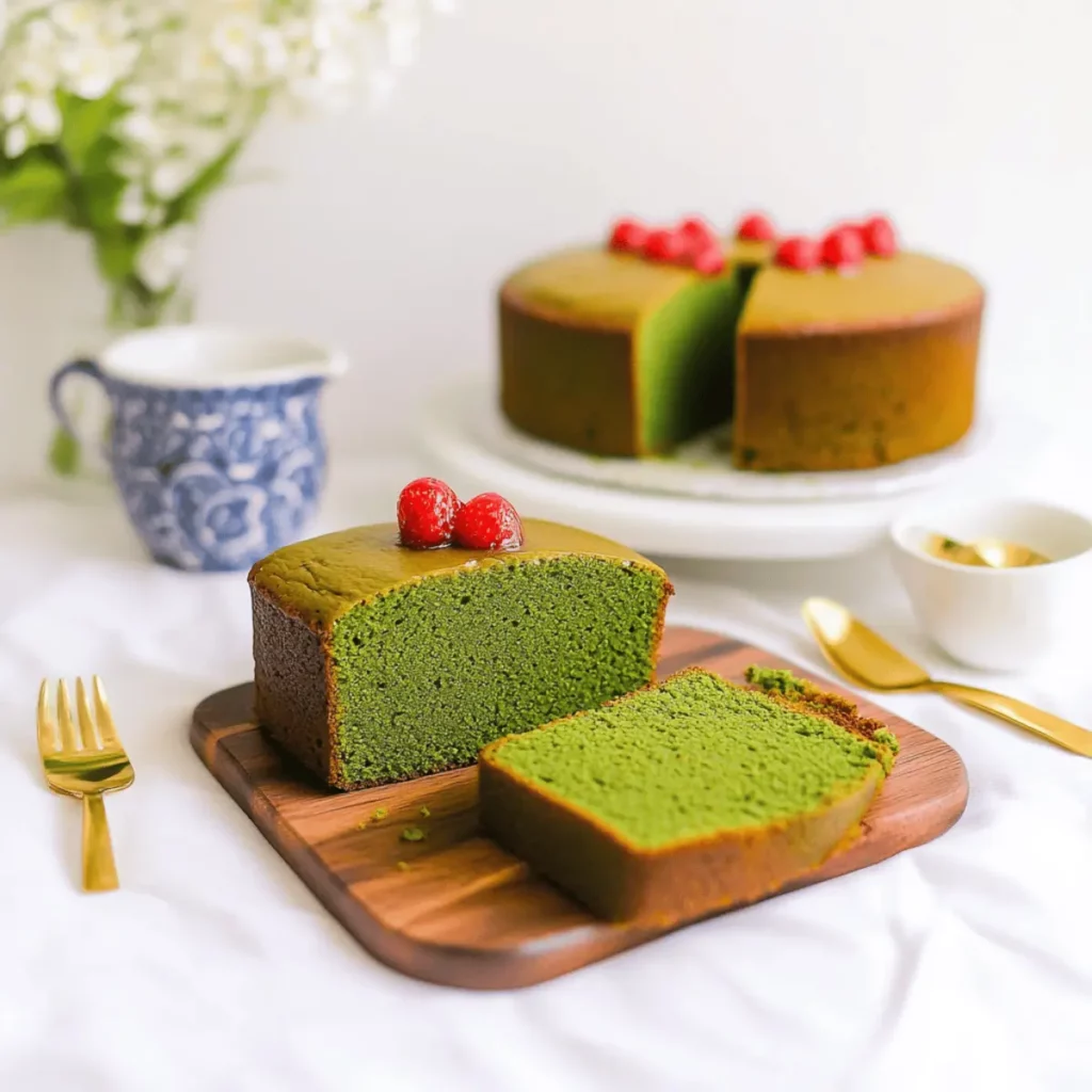 Japanese Matcha Pound Cake with Subtle Sweetness