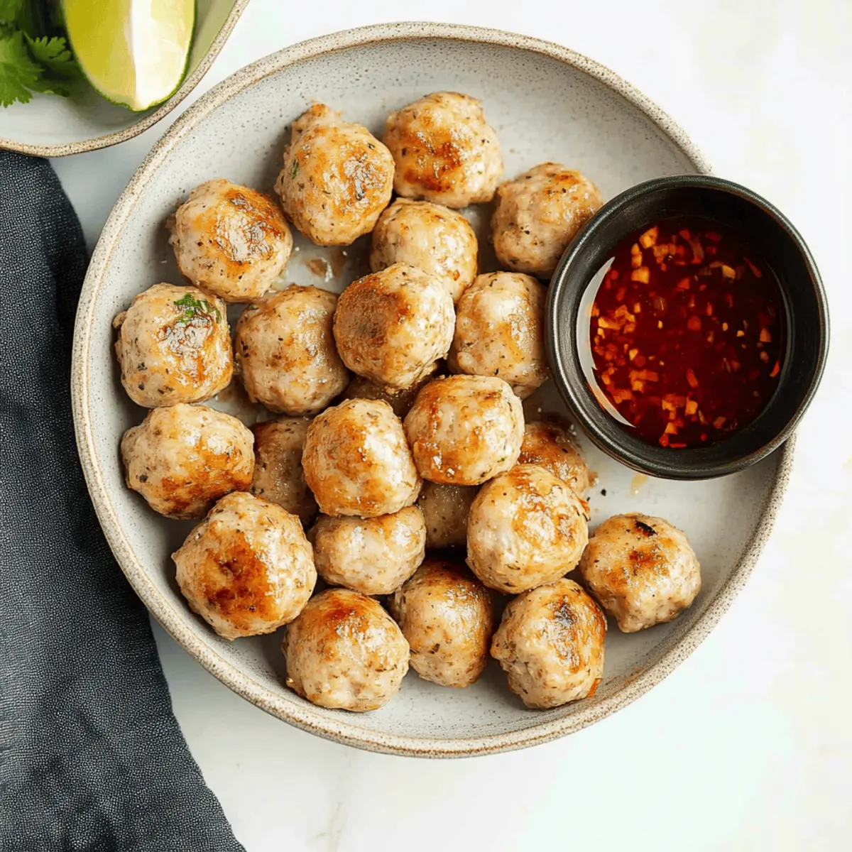 Easy Thai Baked Chicken Meatballs Recipe with Sweet Chili Sauce
