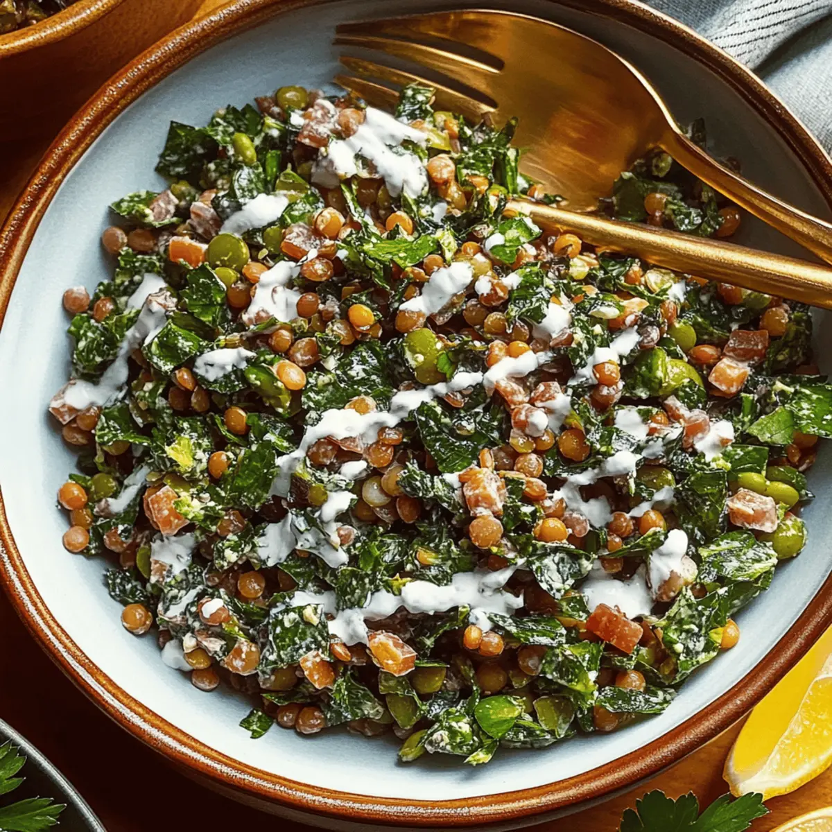 My Favorite Crunchy Lentil Salad with Lemon-Tahini Dressing