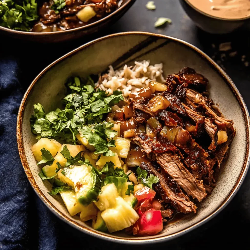 Crockpot Chipotle Pineapple Pot Roast Bowls