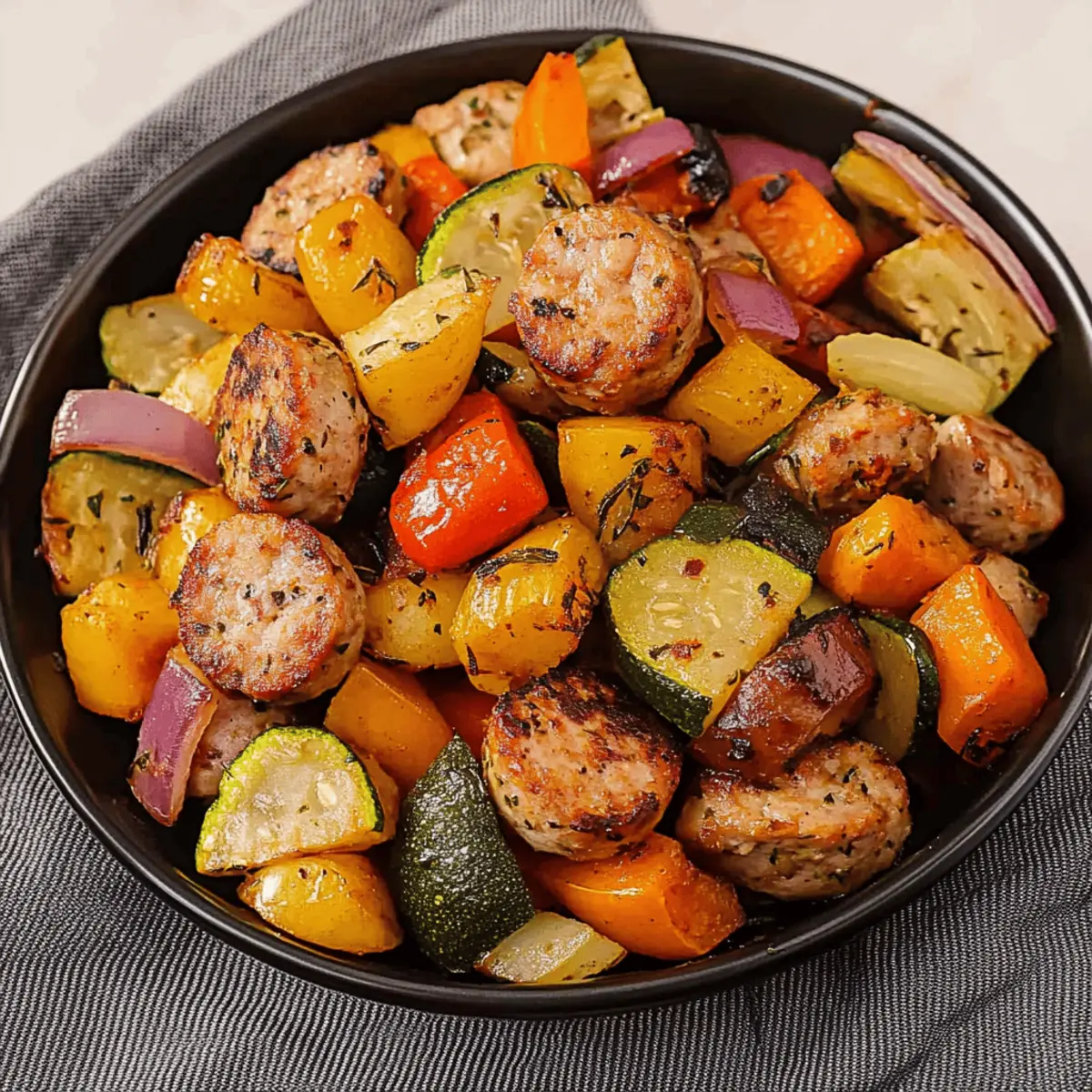 Quick 10 Minute Air Fryer Chicken Sausage and Veggies Recipe