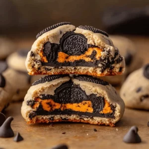 Easy Halloween Oreo Stuffed Chocolate Chip Cookies