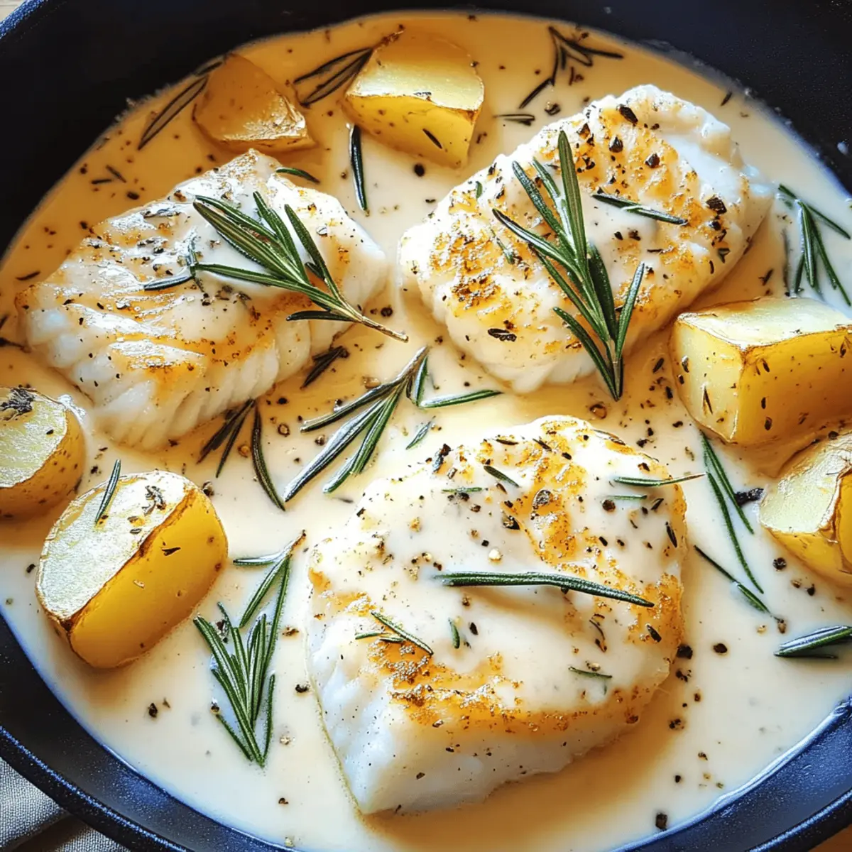 Rosemary Cream Sauce Cod & Potatoes