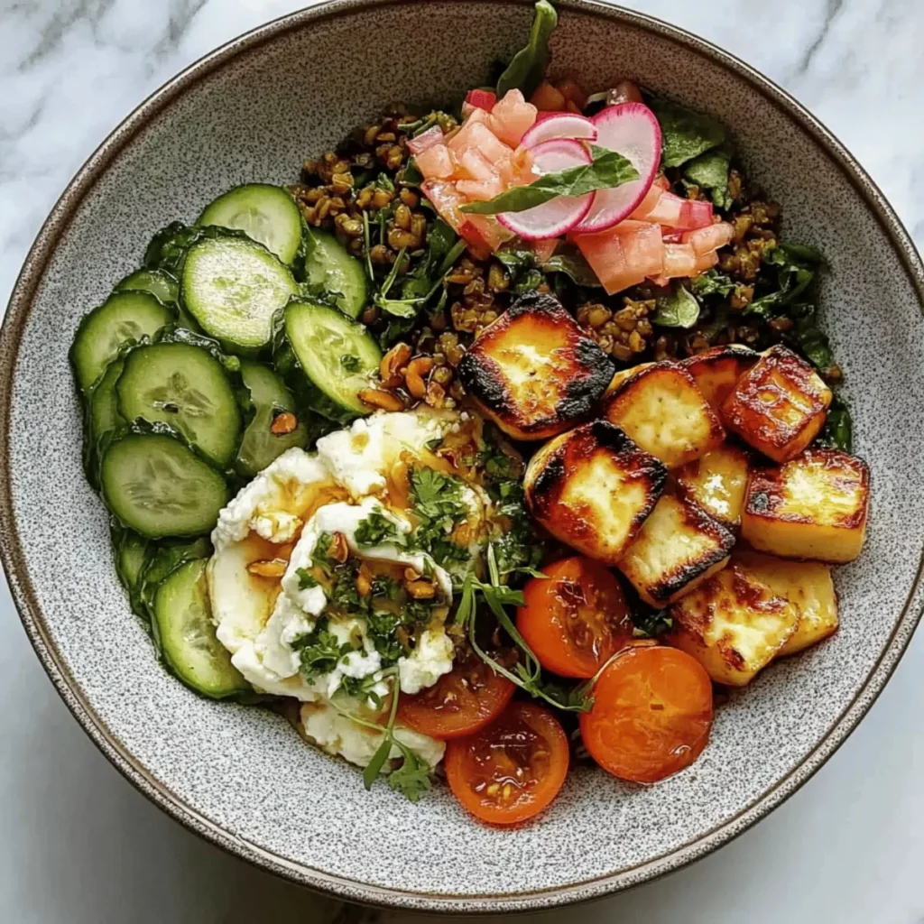 Summer Bowl with Hot Honey Halloumi