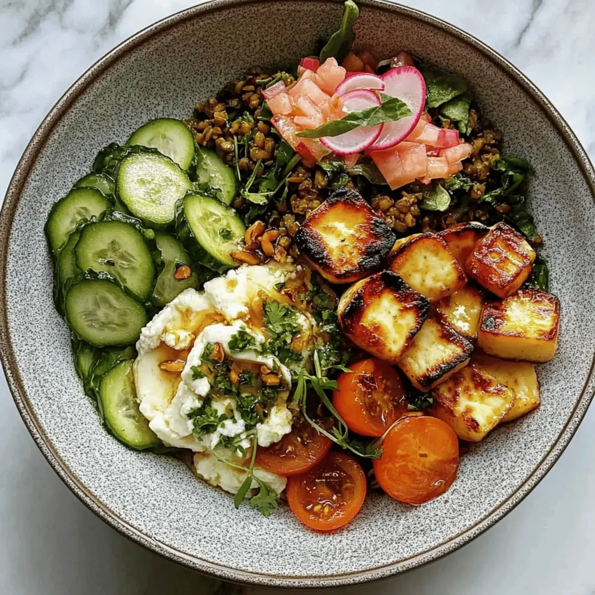 Summer Bowl with Hot Honey Halloumi
