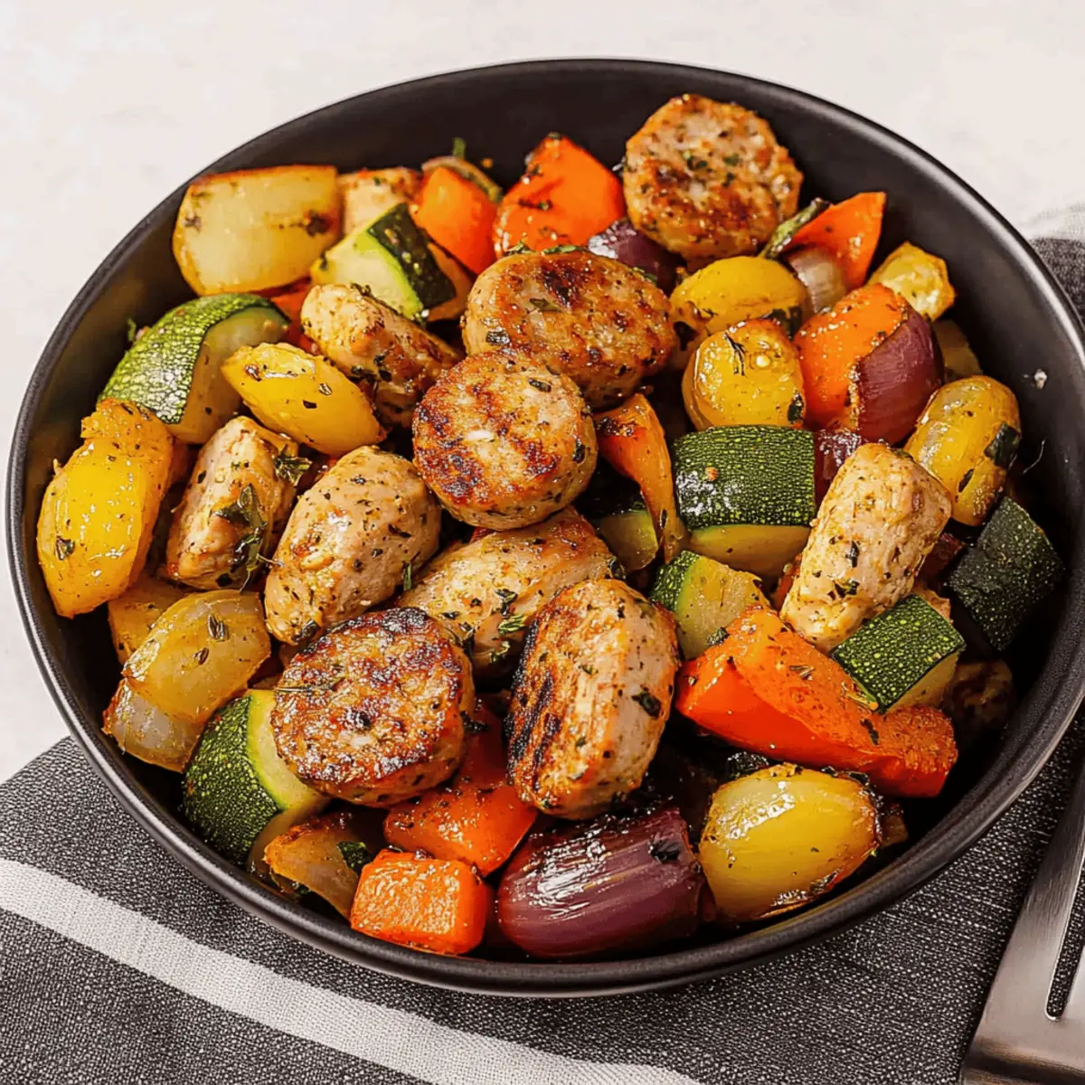 Quick 10 Minute Air Fryer Chicken Sausage and Veggies Recipe