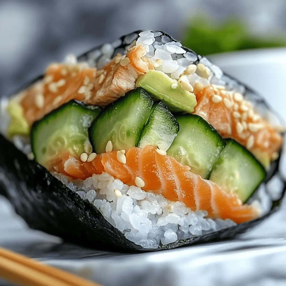 Delicious Onigirazu with Salmon, Cucumber and Avocado Recipe
