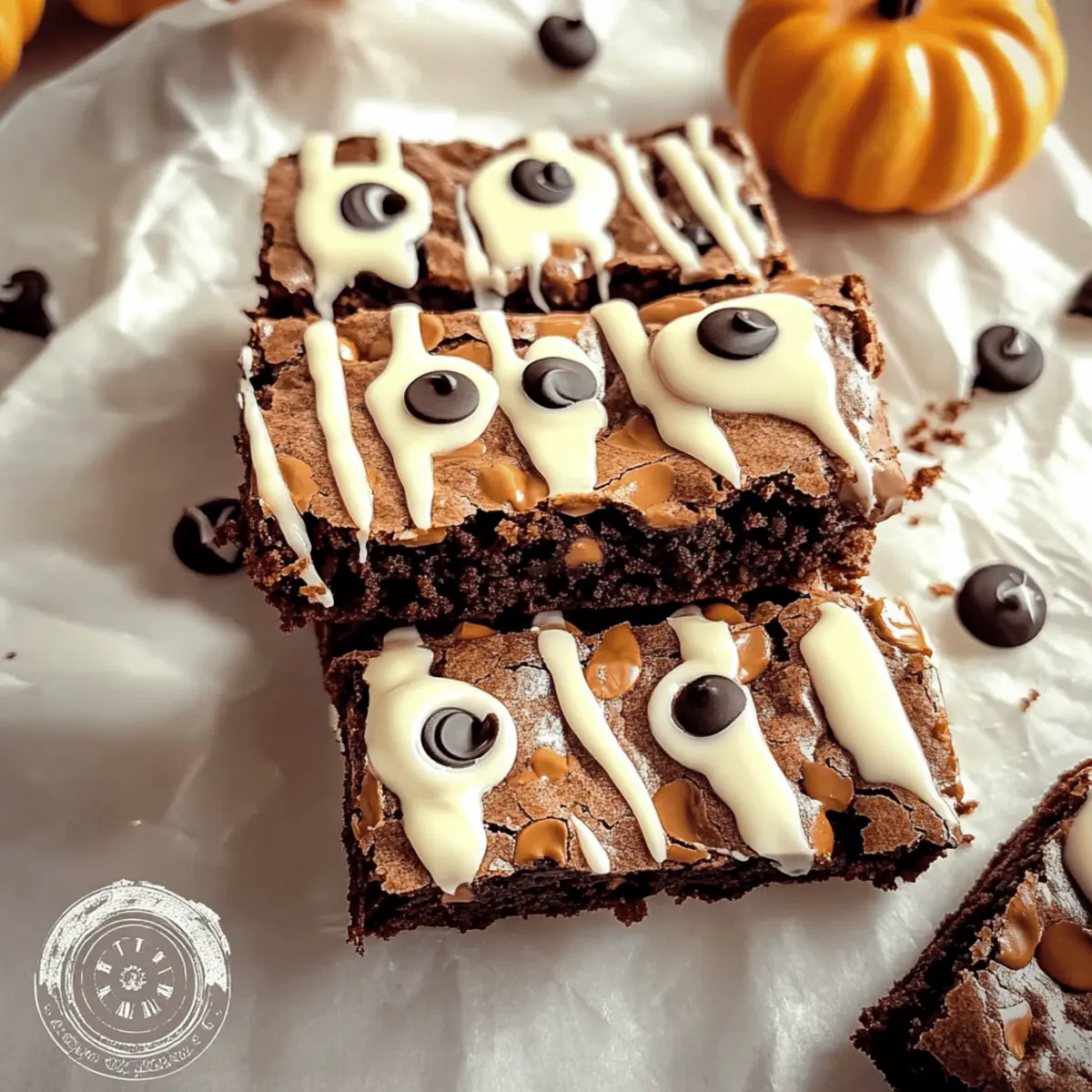 Delicious Halloween Brownies with Edible Eyes and White Chocolate