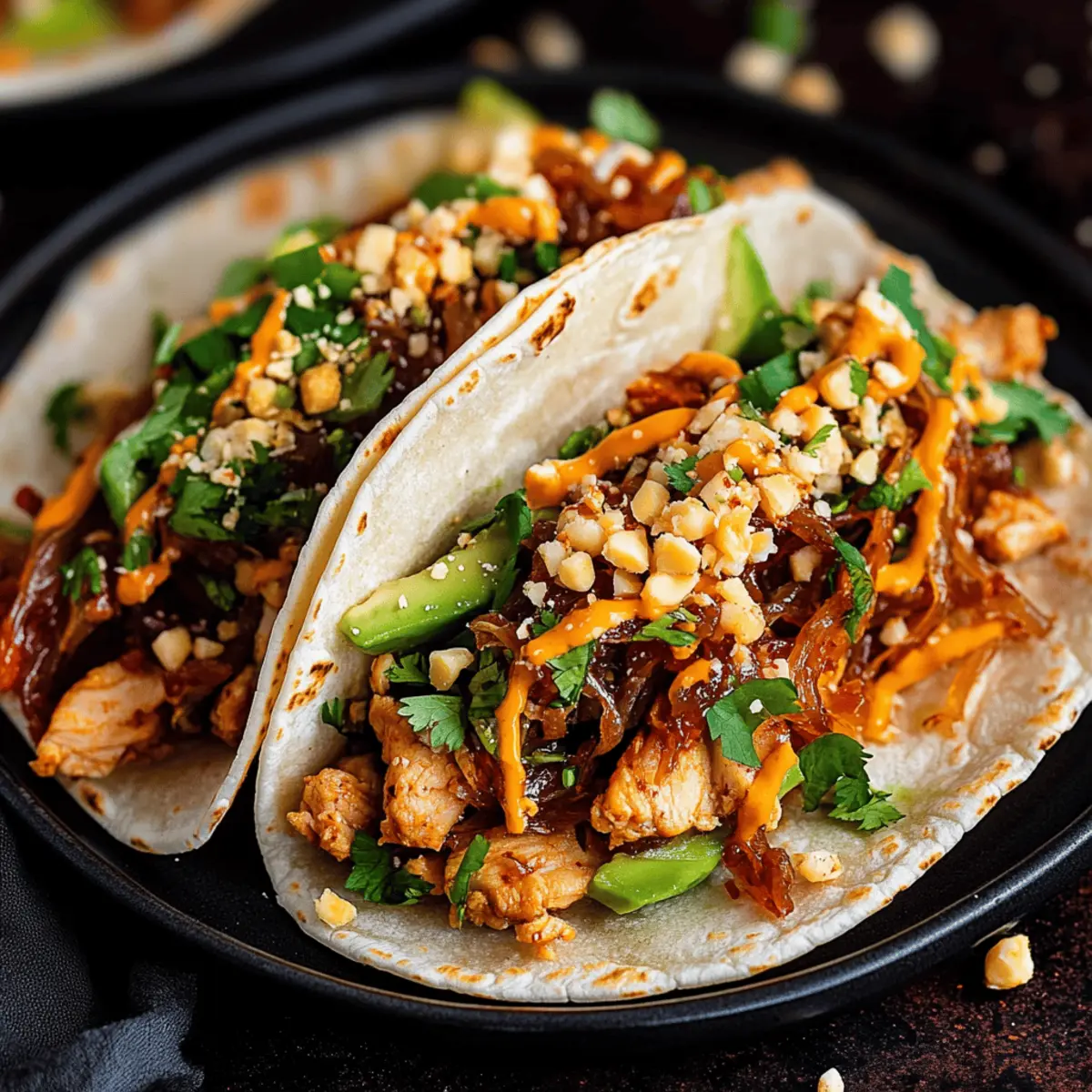 Korean Chicken Tacos with Caramelized Kimchi