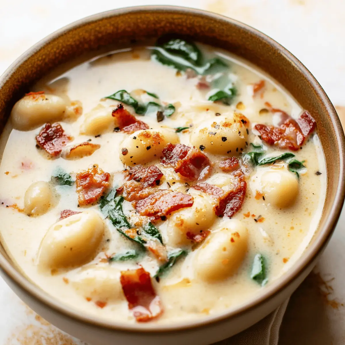 Bacon Cheddar Gnocchi Soup