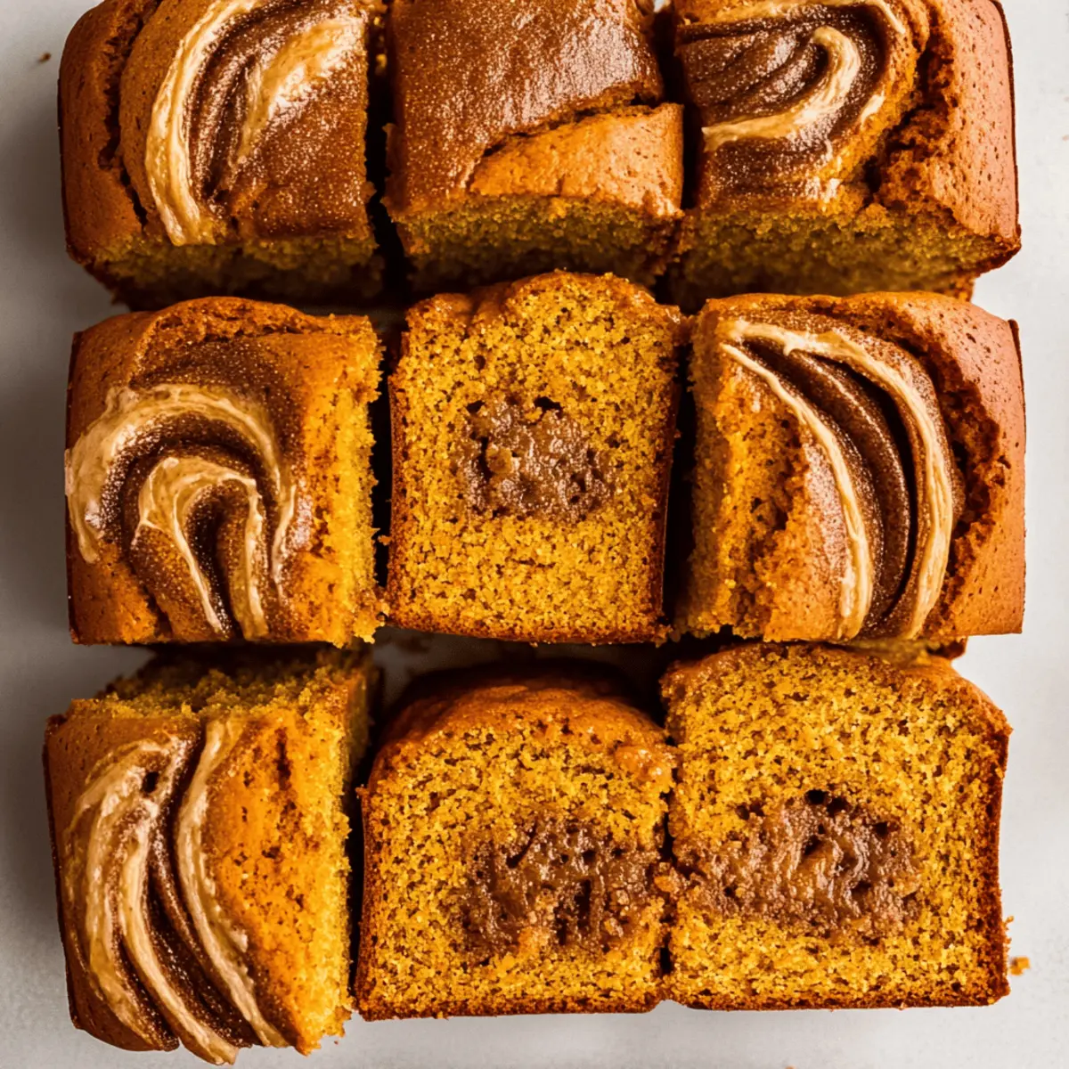Mini Pumpkin Bread with Cinnamon Swirl