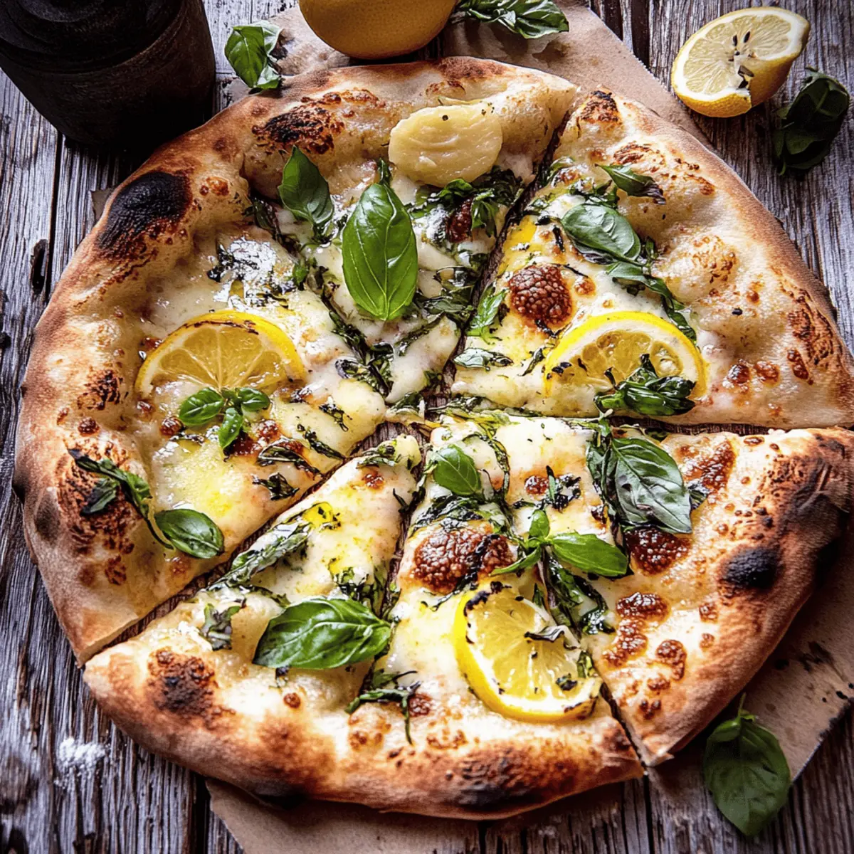 3 Cheese Lemon Basil Pizza.
