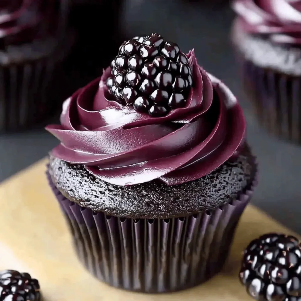 Dark Chocolate Blackberry Cupcakes