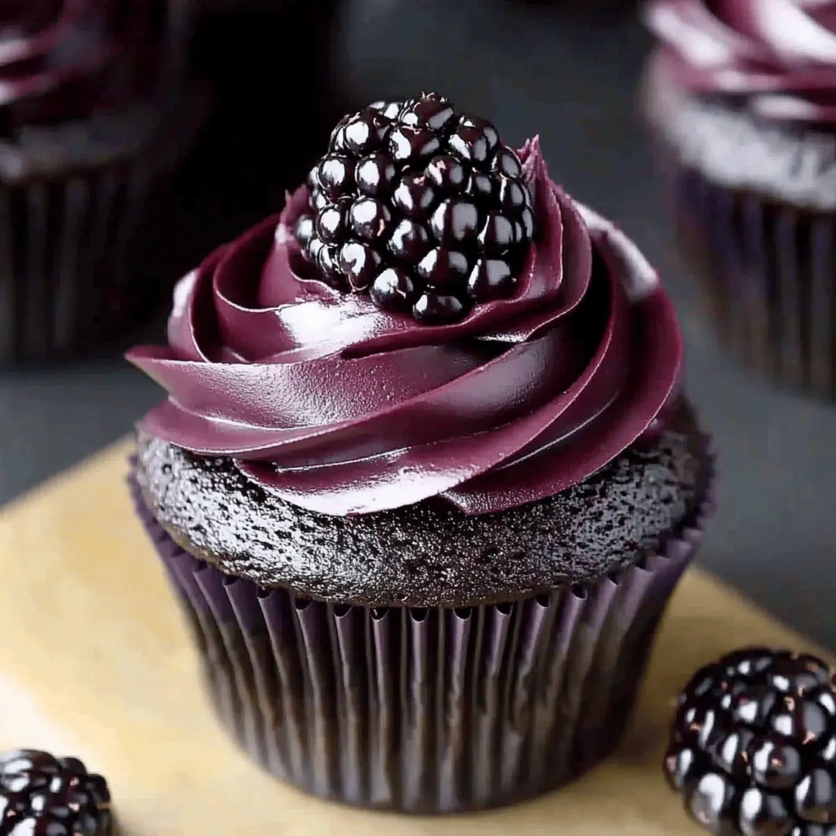 Dark Chocolate Blackberry Cupcakes
