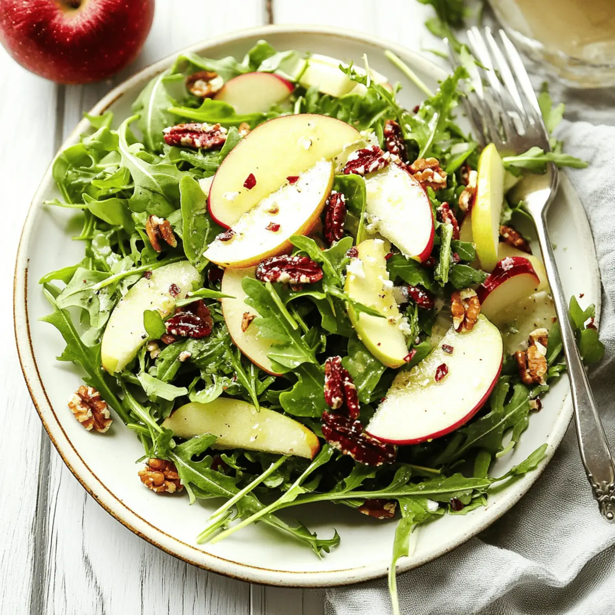 Simple Apple Arugula Salad Recipe with Toasted Pecans and Lemon Dressing