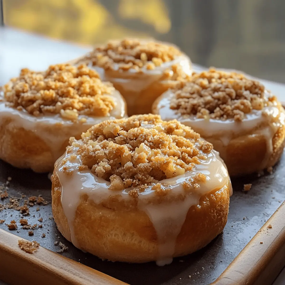 Delicious Apple Cheesecake Buns with Crumble Topping and Glaze