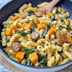 Butternut Squash Pasta with Sausage and Spinach