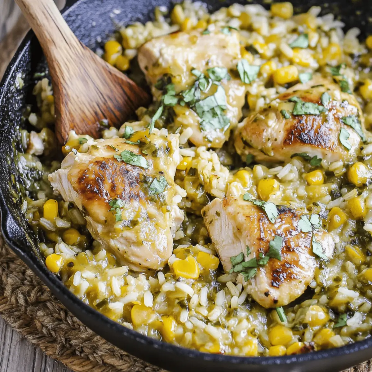 Salsa Verde Chicken & Rice Skillet for a Quick Weeknight Dinner