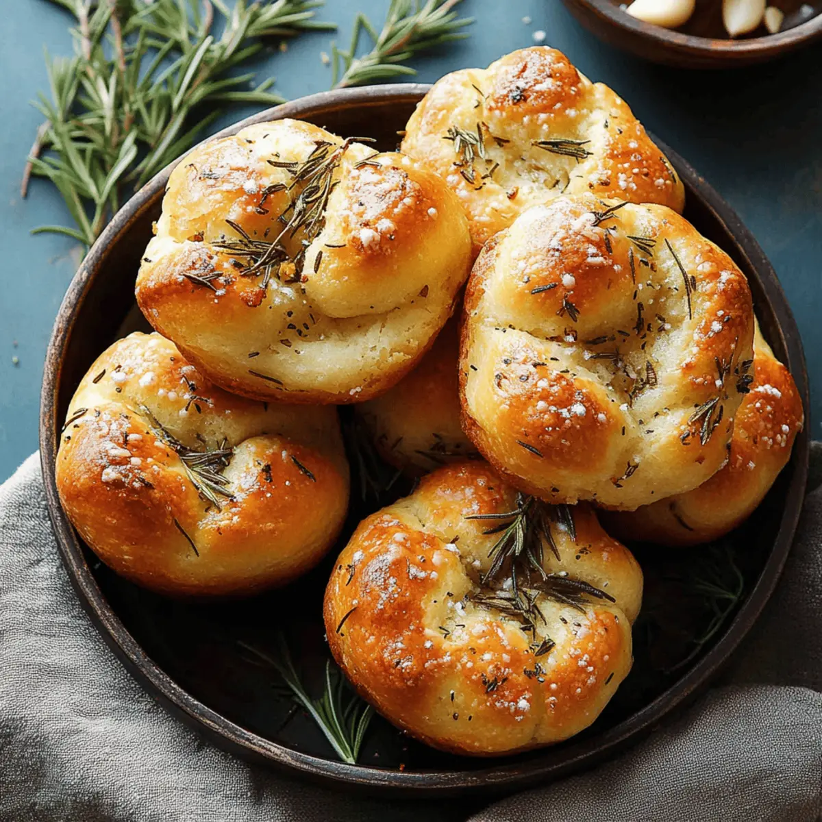 Golden Crust Garlic Rosemary Focaccia Muffins