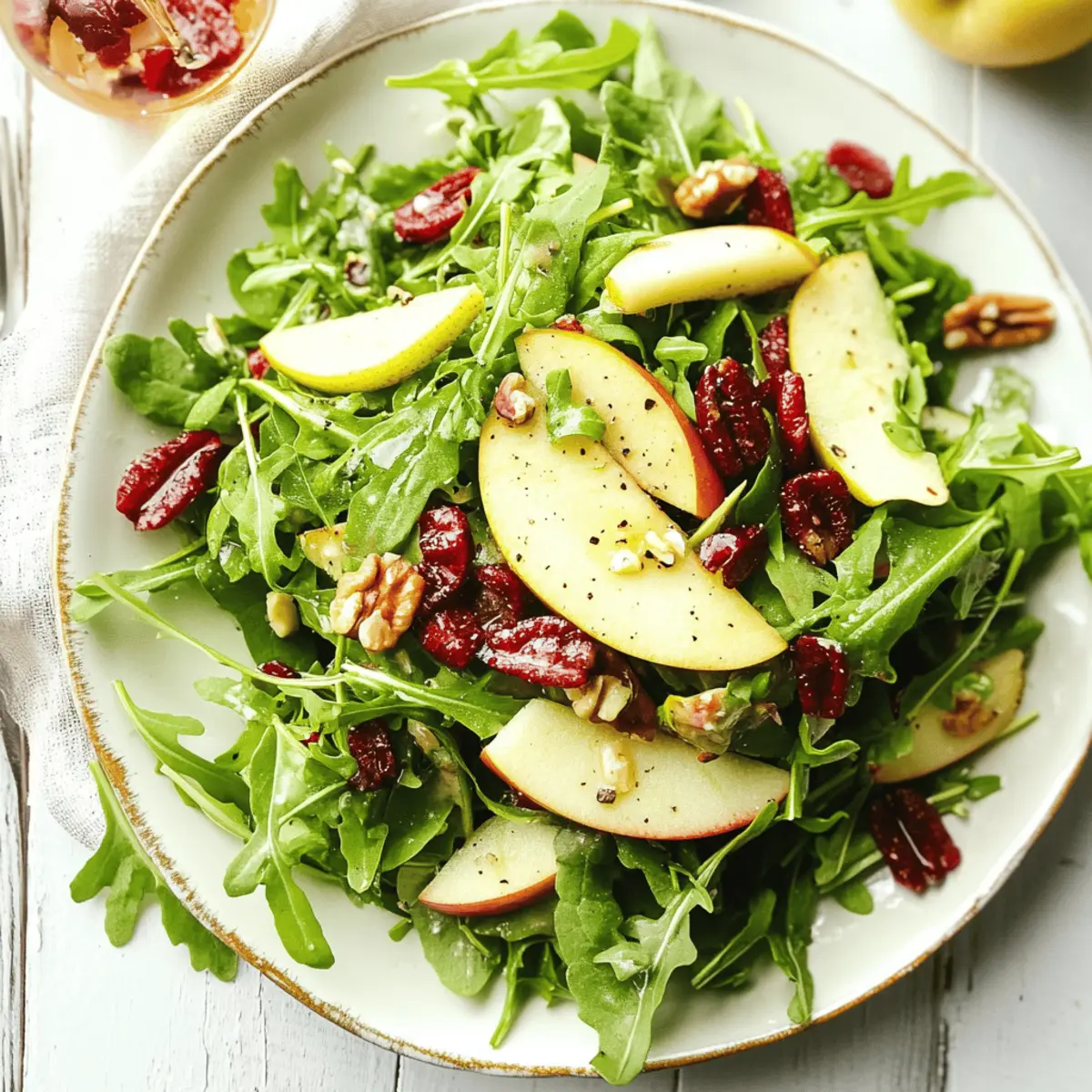Simple Apple Arugula Salad Recipe with Toasted Pecans and Lemon Dressing
