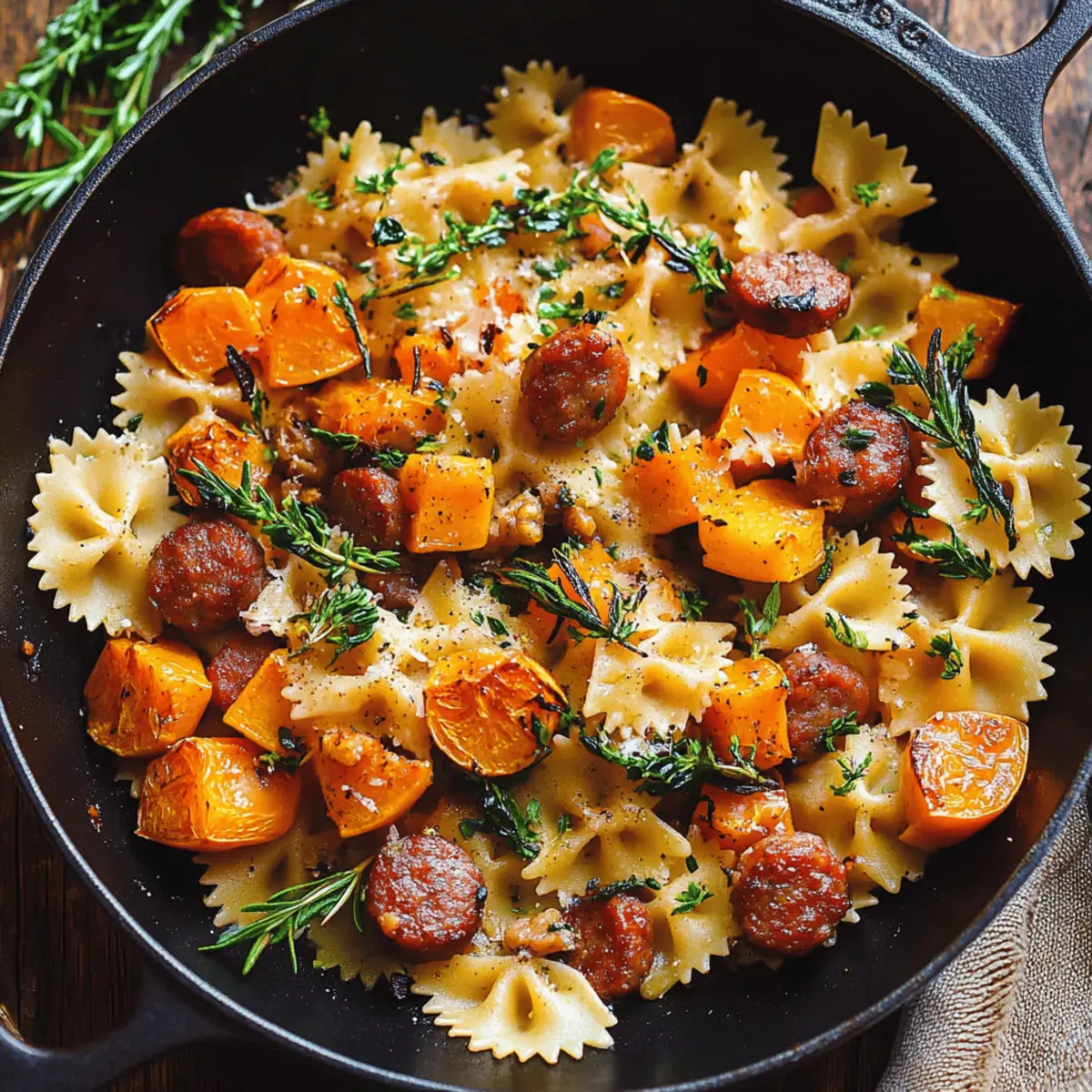 Autumn Sausage Pasta with Squash