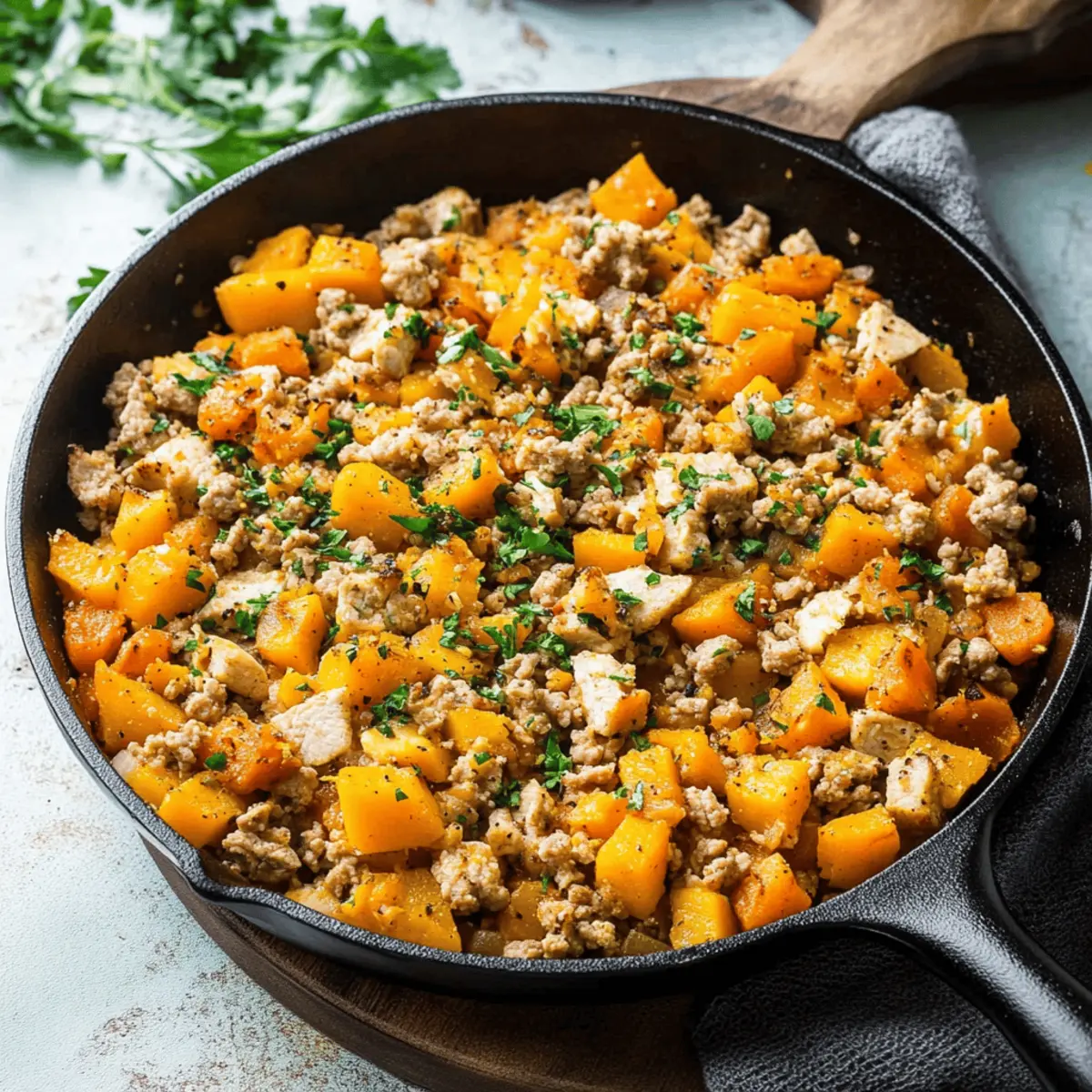 Ground Turkey Butternut Squash Skillet