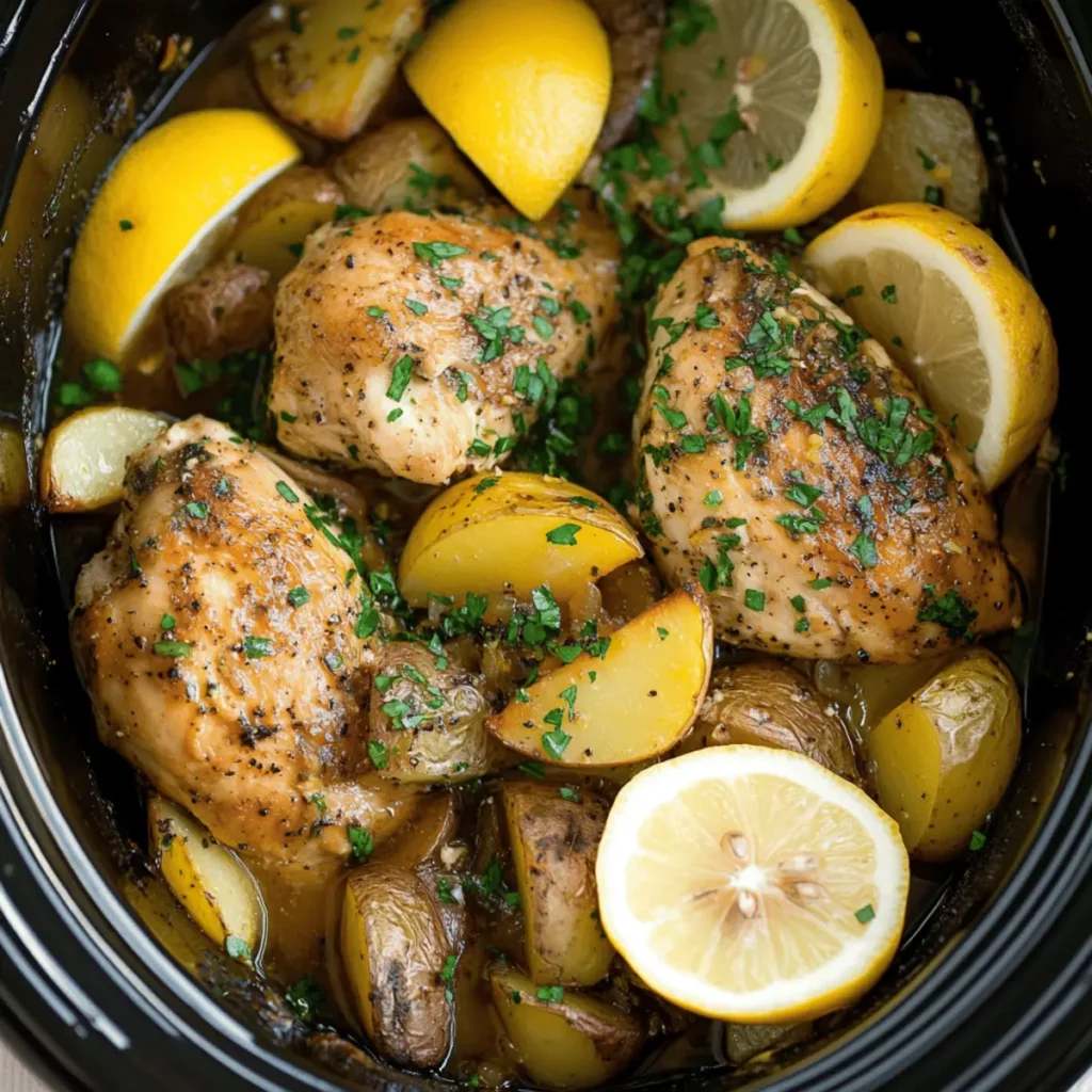 Crockpot Lemon Chicken & Potatoes