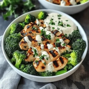 Grilled Chicken & Broccoli Bowls with Garlic Sauce