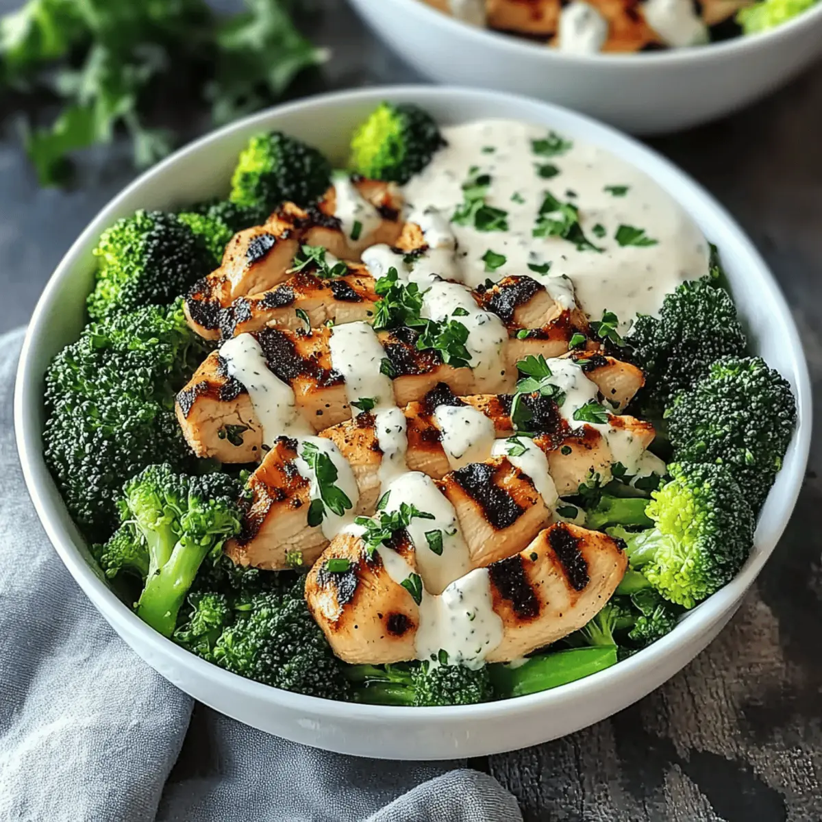 Grilled Chicken & Broccoli Bowls with Garlic Sauce