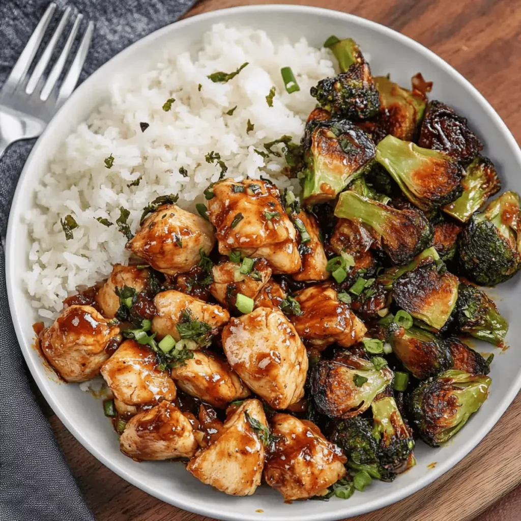 Air fryer sweet chili chicken and Brussels