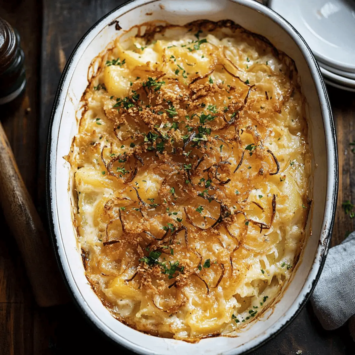 Deliciously Cheesy French Onion Funeral Potatoes Casserole Recipe