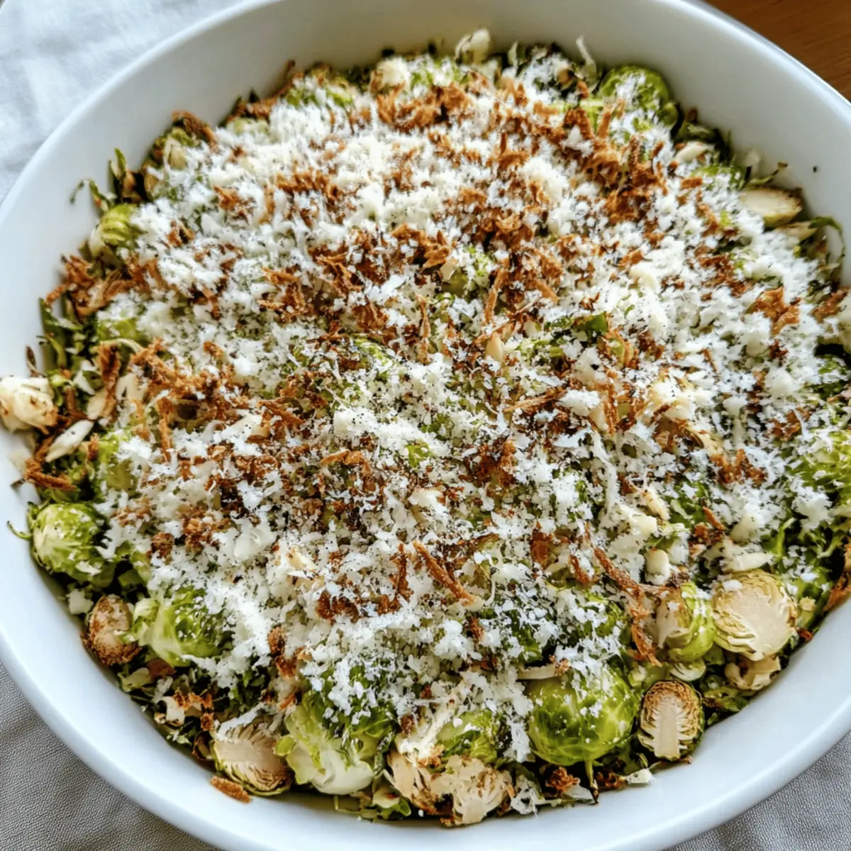 Warm Roasted Brussels Sprouts Caesar Salad with Crispy Breadcrumbs