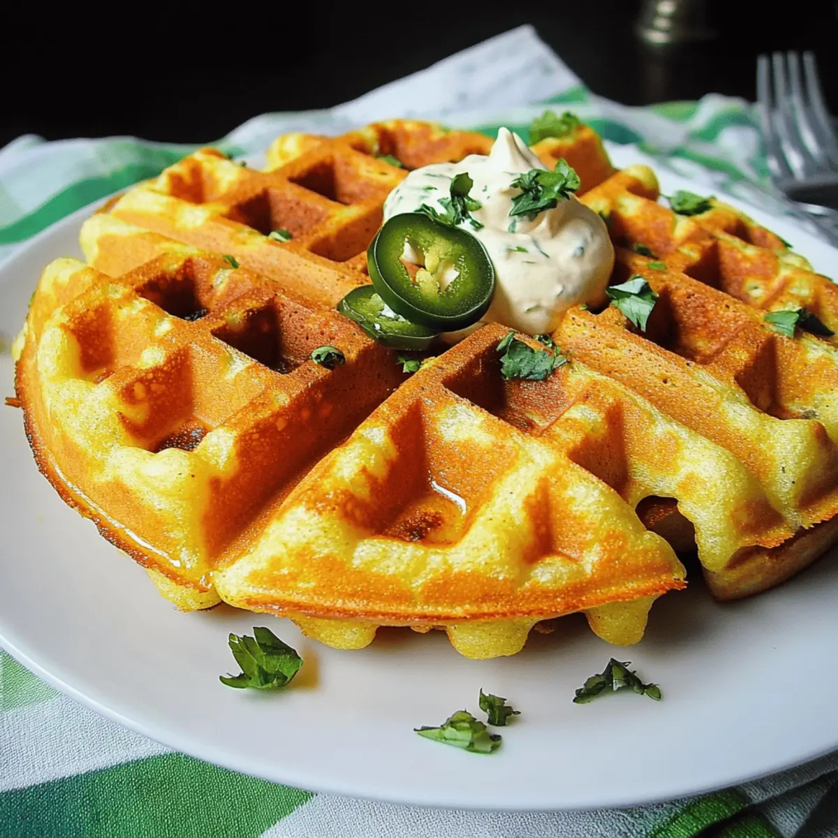 Spicy Cheddar Jalapeño Cornbread Waffles Recipe for a Flavorful Twist