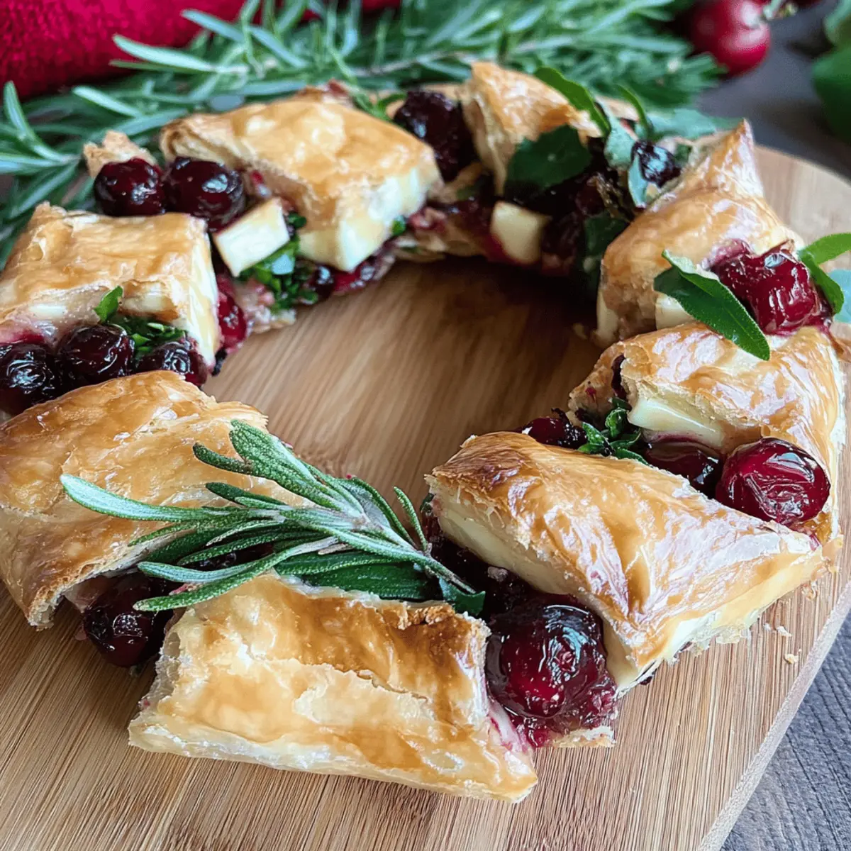 Delicious Cranberry and Brie Wreath: Easy Pastry Appetizer Recipe