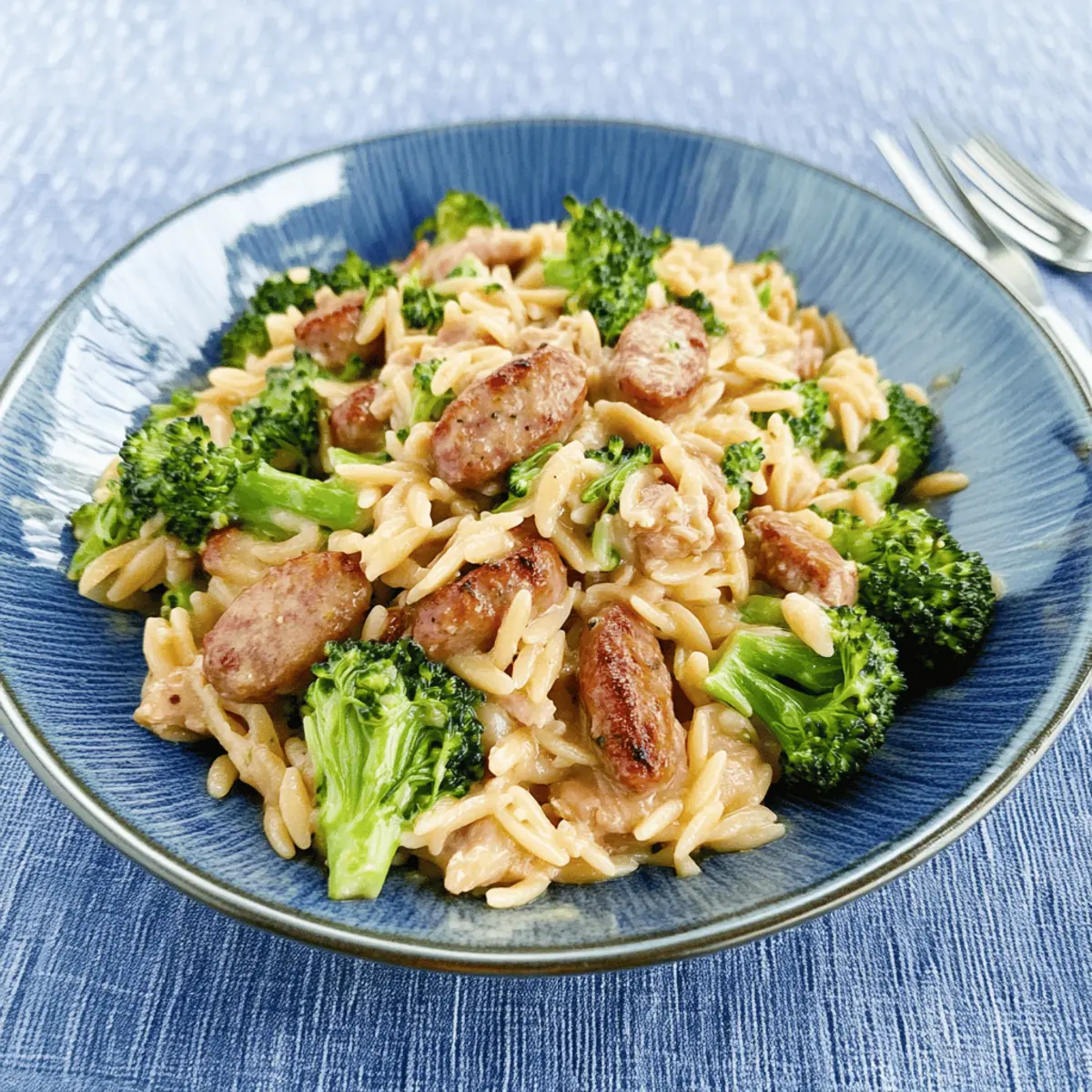 Quick Chicken Sausage Broccoli Orzo Skillet Recipe in 25 Minutes