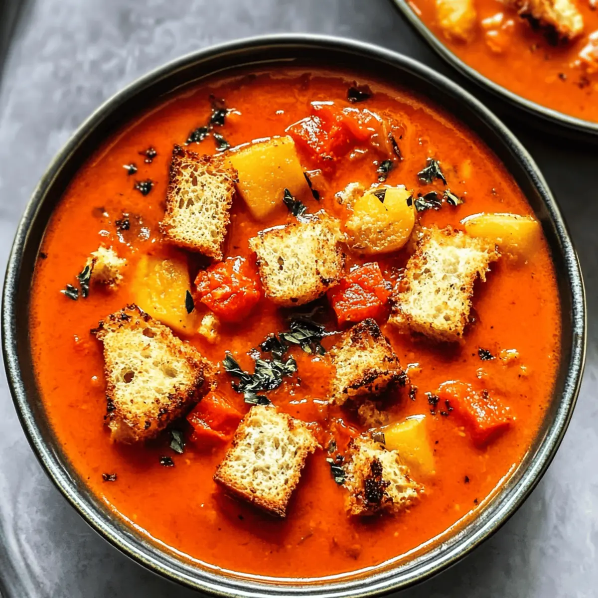Sheet Pan Soup Recipe: Creamy Tomato Soup with Garlic Croutons