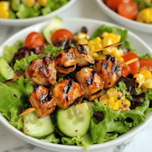 BBQ Chicken Skewer Salad