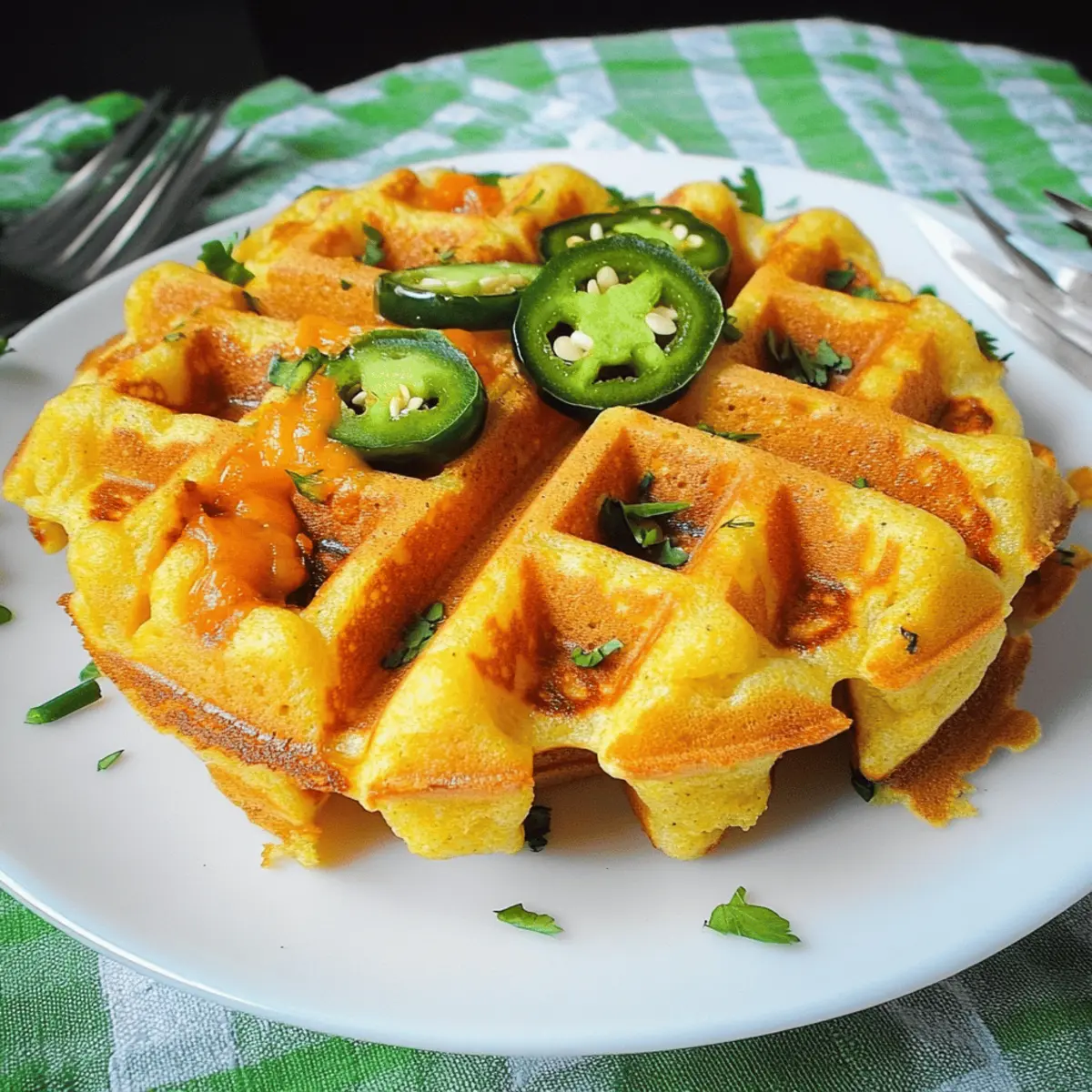 Spicy Cheddar Jalapeño Cornbread Waffles Recipe for a Flavorful Twist