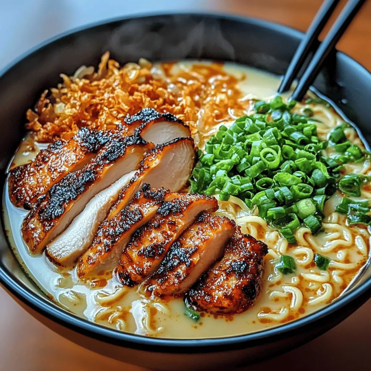 Fiery Chicken Ramen with Creamy Garlic Sauce for Spicy Lovers