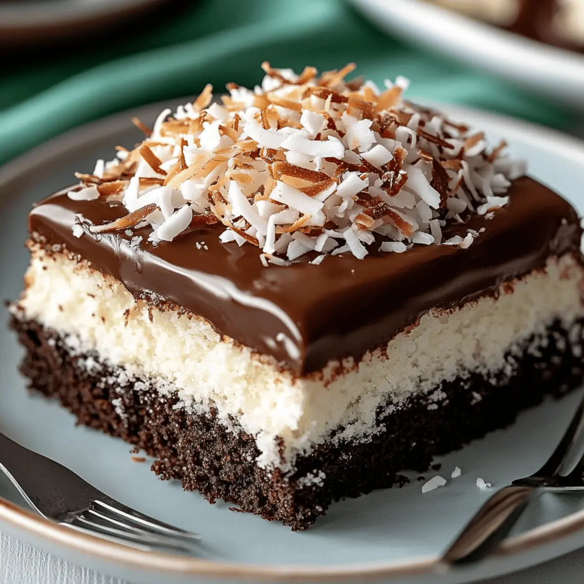 Rich and Moist Mounds Poke Cake with Coconut Filling and Ganache