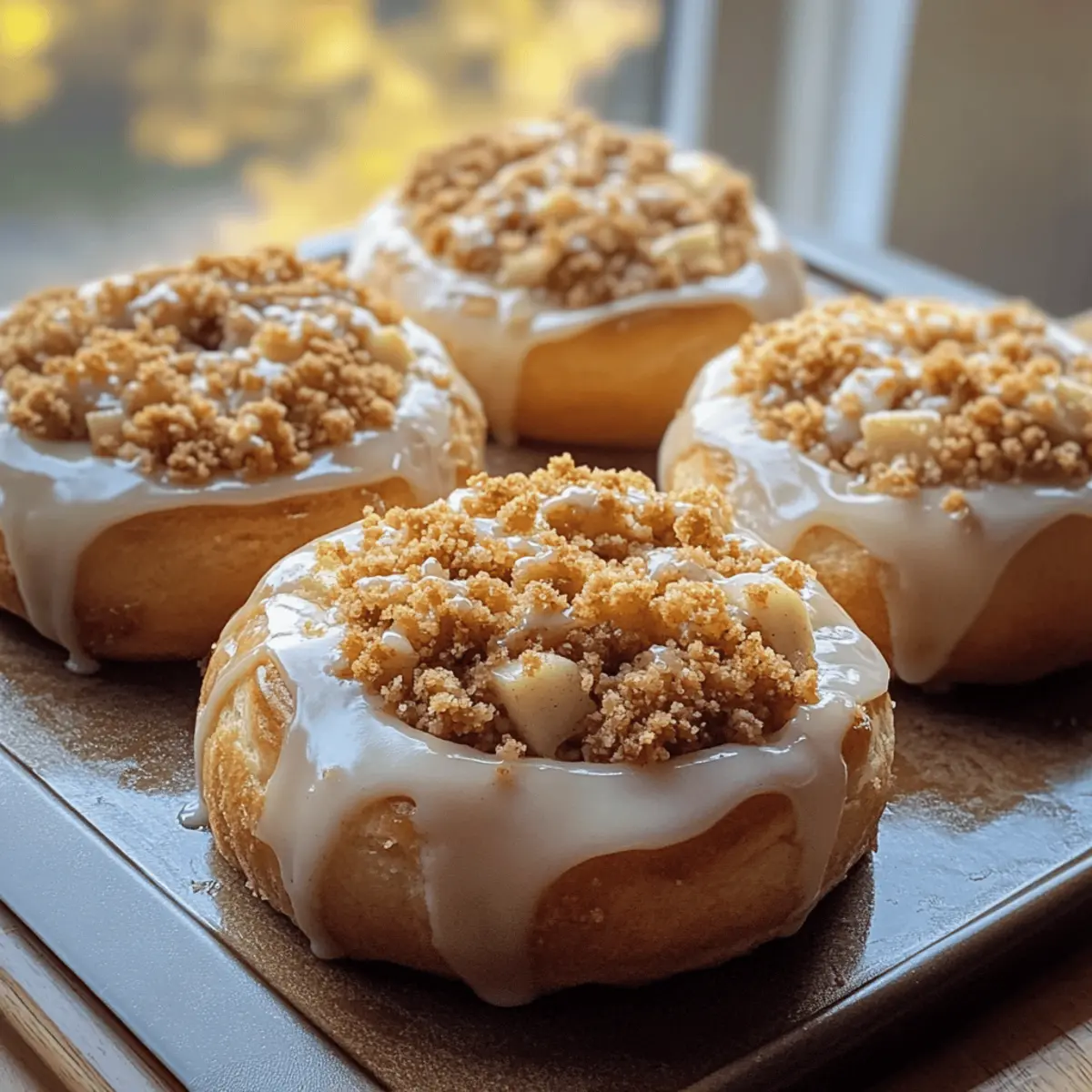 Apple Cheesecake Buns with a Crumble Topping and Sweet Glaze