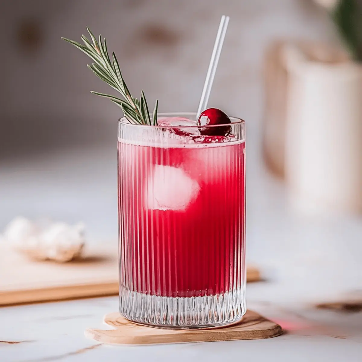 Delicious Mocktail Cranberry Pêche Recipe with Smoky Rosemary Twist